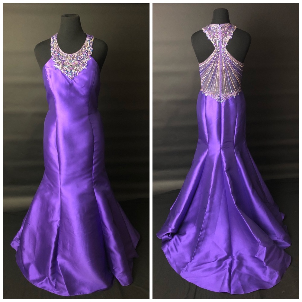 NWT! Ellie Wilde Size 14 Fit and Flare Purple Prom Dress